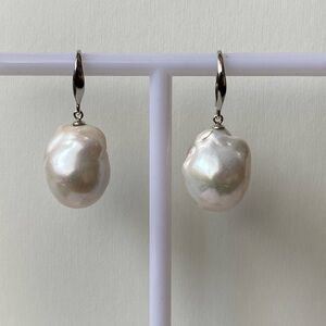SOLD 925 Sterling silver flameball Baroque pearl earrings